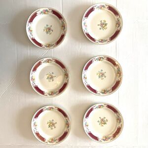 Vintage Homer Laughlin Majestic Brittany Lady Alice 6.25" Saucer Set of 6